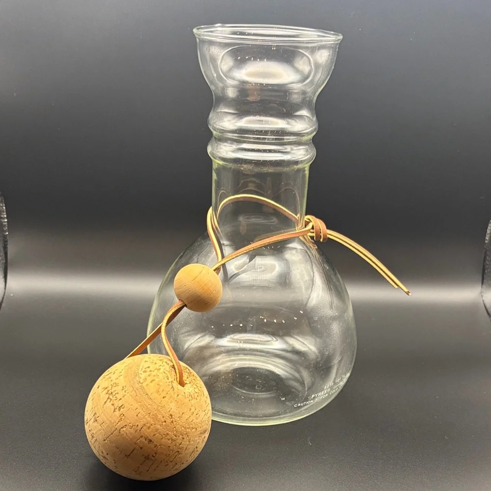 Vintage Pyrex Glass Decanter with Cork Stopper‎